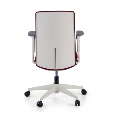 chaise pivotante blanc rouge structure blanche tissu accoudoirs reglables 1d 7