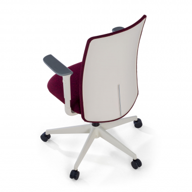 chaise pivotante blanc rouge structure blanche tissu accoudoirs reglables 1d 9