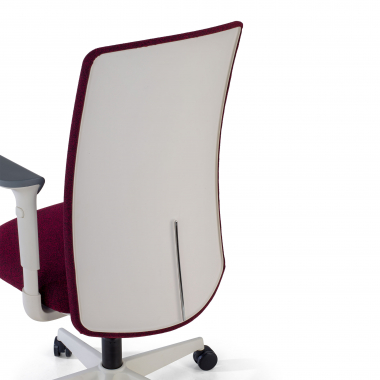 chaise pivotante blanc rouge structure blanche tissu accoudoirs reglables 1d 5