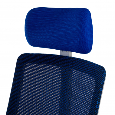 chaise de bureau pas cher blanc bleu structure blanche maille accoudoirs reglables 4d soutien lombaire appui tete 10