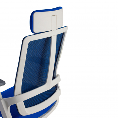 chaise de bureau pas cher blanc bleu structure blanche maille accoudoirs reglables 4d soutien lombaire appui tete 11