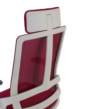chaise de bureau pas cher blanc rouge structure blanche maille accoudoirs reglables 4d soutien lombaire appui tete 6