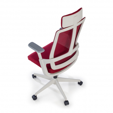 chaise de bureau pas cher blanc rouge structure blanche maille accoudoirs reglables 4d soutien lombaire appui tete 9