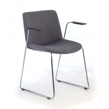 chaise de conference noir avec des bras tissu accoudoirs fixes 1