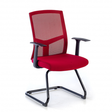 chaise de conference rouge chaise confidente maille accoudoirs fixes 1