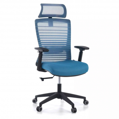 chaise de bureau bleu tesla maille accoudoirs reglables 3d soutien lombaire appui tete 1
