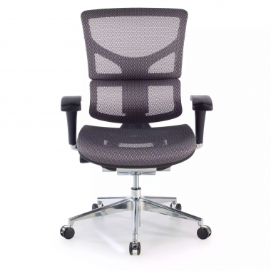 chaise ergonomique gris next2 sans appui tete maille accoudoirs reglables 4d double soutien lombaire 4
