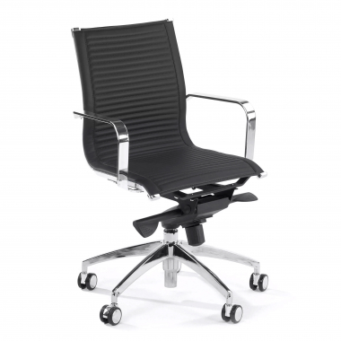 fauteuil de bureau noir structure chromee similicuir simil cuir accoudoirs fixes 1