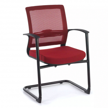 chaise de conference rouge alpha maille accoudoirs fixes 1