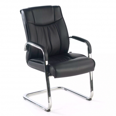 chaise de conference noir pietement luge cuir naturel cuir authentique accoudoirs rembourres 1