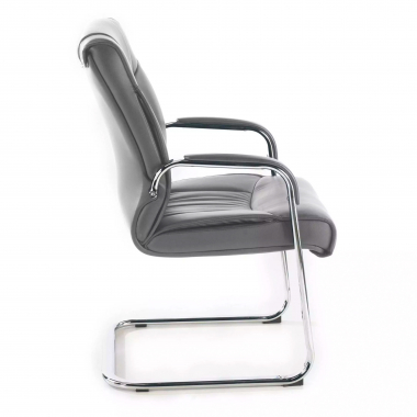 chaise de conference gris pietement luge cuir naturel cuir authentique accoudoirs rembourres 4