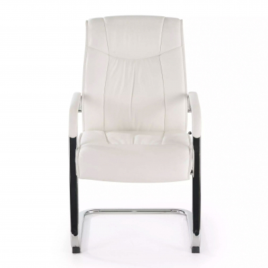 chaise de conference blanc pietement luge cuir naturel cuir authentique accoudoirs rembourres 3