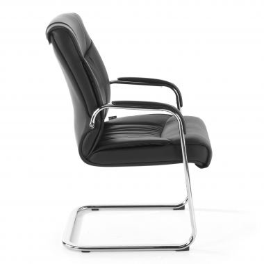 chaise de conference noir pietement luge similicuir simil cuir accoudoirs rembourres 4
