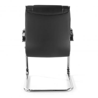 chaise de conference noir pietement luge similicuir simil cuir accoudoirs rembourres 6