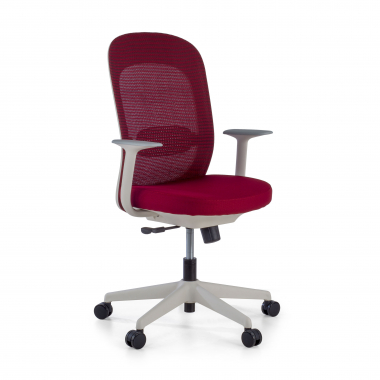 chaise de bureau pas cher rouge saura maille accoudoirs fixes soutien lombaire 1