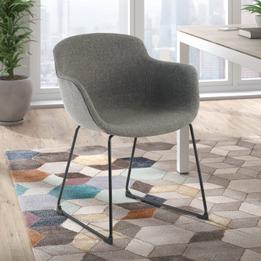 chaise de conference noir noir structure pietement luge maille accoudoirs fixes 2