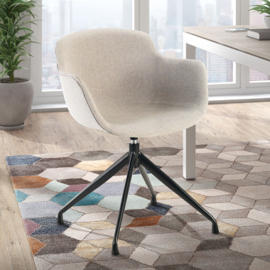 chaise de conference noir gris base pyramide tissu accoudoirs rembourres 2