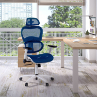 Chaise Ergonomique Ergocity white, avec coussin lombaire et accoudoirs 3D