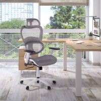 Chaise Ergonomique Ergocity white, avec coussin lombaire et accoudoirs 3D