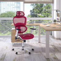 Chaise Ergonomique Ergocity white, avec coussin lombaire et accoudoirs 3D
