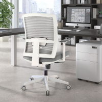 Chaise de bureau ergonomique Akira white, mécanisme synchronisé