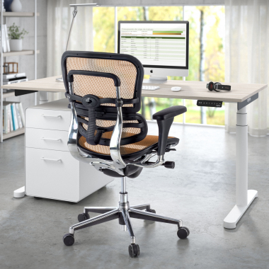 chaise de bureau pas cher orange rouge maille accoudoirs reglables 4d double soutien lombaire 2