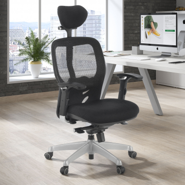 chaise teletravail noir avec appui tete maille accoudoirs reglables 3d soutien lombaire appui tete 2