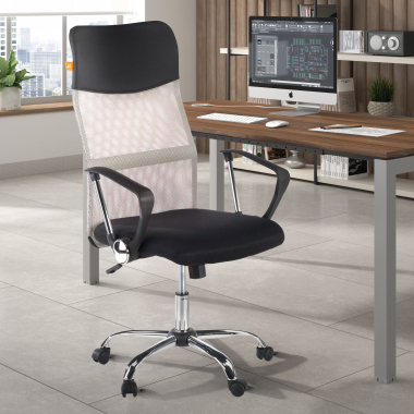 chaise de bureau gris nova maille accoudoirs fixes 2