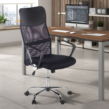 chaise de bureau noir nova maille accoudoirs fixes 2