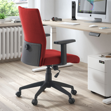 chaise pivotante rouge kobe tissu accoudoirs fixes soutien lombaire 2