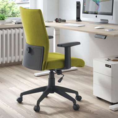 chaise pivotante vert kobe tissu accoudoirs fixes soutien lombaire 2
