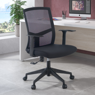 chaise pivotante noir chaise de bureau maille accoudoirs fixes soutien lombaire 2