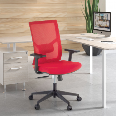 chaise ergonomique rouge structure noire appui tete maille accoudoirs reglables 1d soutien lombaire 2