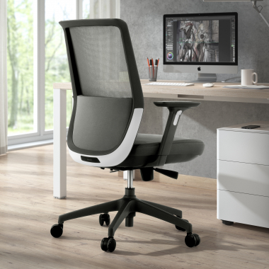 chaise de bureau noir rouge structure grise maille accoudoirs reglables 3d 2