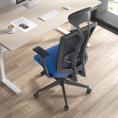 chaise ergonomique bleu ridley maille accoudoirs reglables 3d soutien lombaire appui tete 2