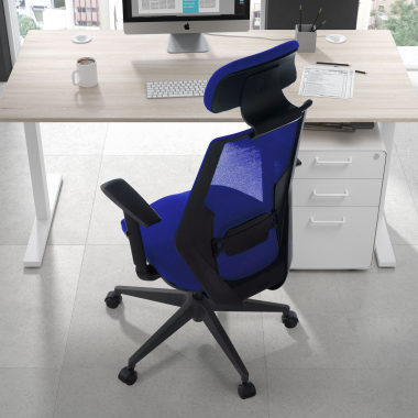 chaise de bureau bleu belinda maille accoudoirs reglables 1d soutien lombaire appui tete 2