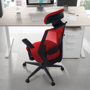 chaise de bureau rouge belinda maille accoudoirs reglables 1d soutien lombaire appui tete 2