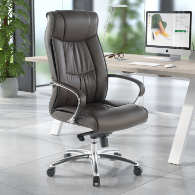 fauteuil de bureau marron dosseret haut similicuir simil cuir accoudoirs rembourres 2