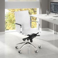 Fauteuil bureau design Brenton, cadre en acier, dossier bas