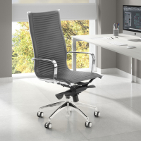 Fauteuil de bureau design Brenton, cadre en acier, dossier haut
