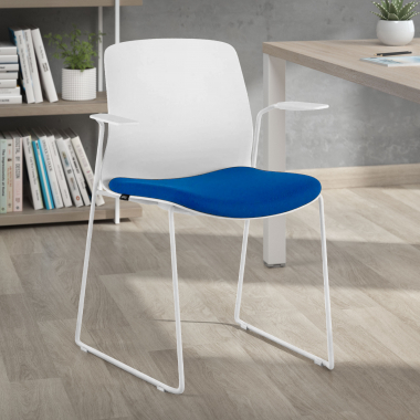 chaise de conference blanc bleu chaise avec accoudoirs tissu accoudoirs fixes 2