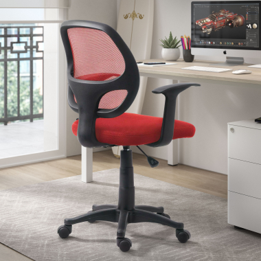 chaise de bureau pas cher rouge one maille accoudoirs fixes 2
