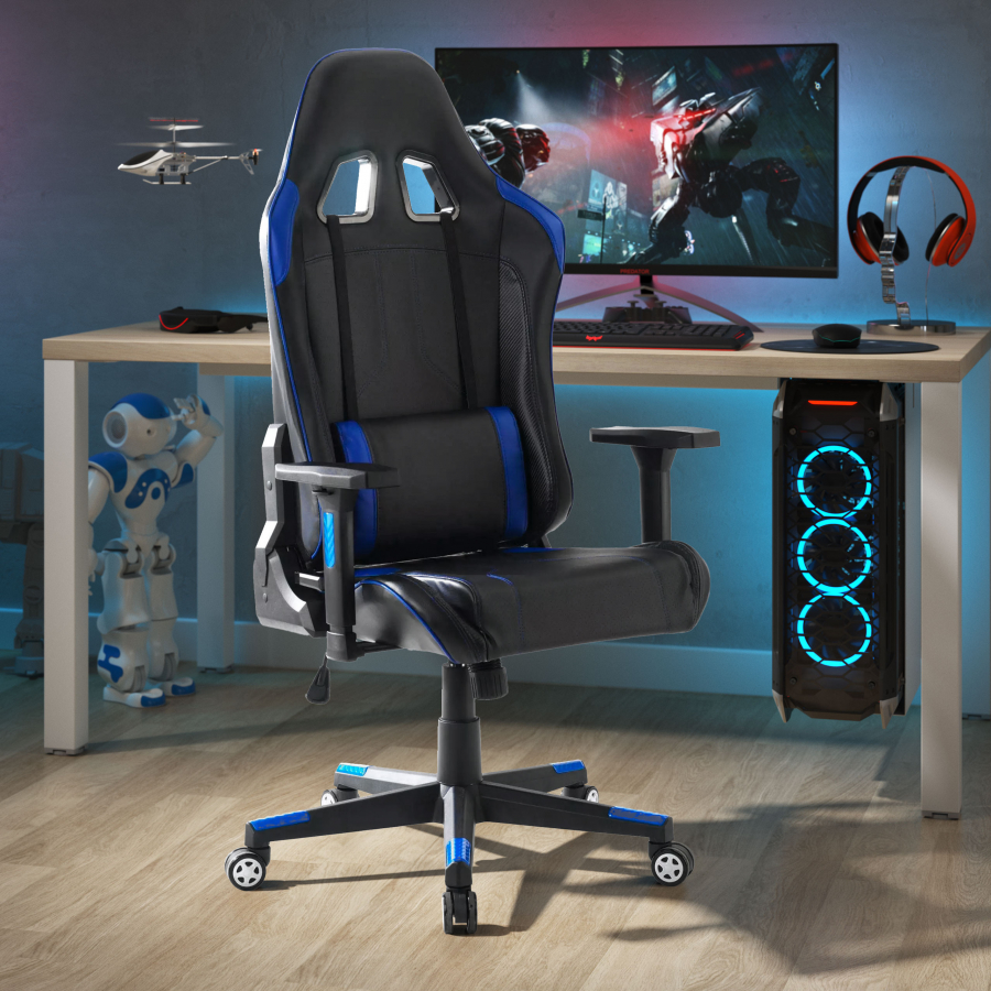 Chaise Gaming Helix, soutien lombaire, dossier inclinable