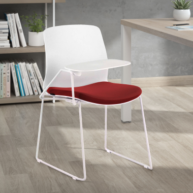 chaise avec tablette blanc rouge chaise avec tablette d ecriture tissu sans accoudoirs 2