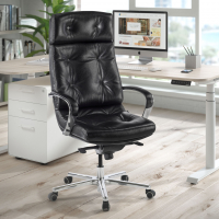 Fauteuil de bureau Windsor, haut de gamme, cuir naturel, revêtement capitonné