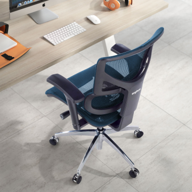 chaise ergonomique bleu next1 sans repose tete maille accoudoirs reglables 4d double soutien lombaire 2