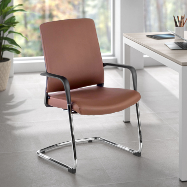 chaise de conference marron similicuir simil cuir accoudoirs fixes 2