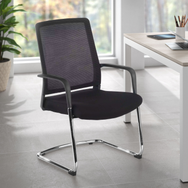 chaise de conference noir rouge respirant maille accoudoirs fixes 2
