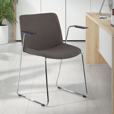 chaise de conference noir avec des bras tissu accoudoirs fixes 2