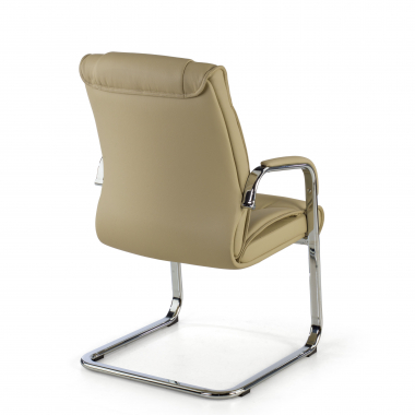 chaise de conference beige pietement luge cuir naturel cuir authentique accoudoirs rembourres 5